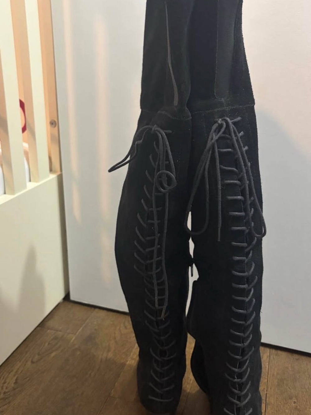 Black Lace-Up Over-the-Knee Boots